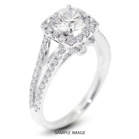 18k White Gold Split Shank Engagement Ring with 3.93 Total Carat I-SI2 Round Diamond