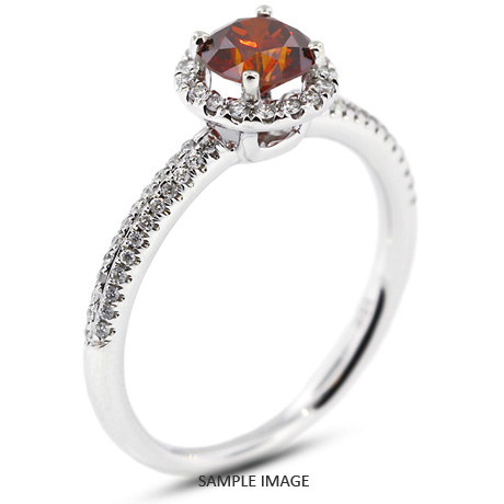 18k White Gold Two-Diamonds Row Engagement Ring with 1.02 Total Carat Red-SI1 Round Diamond