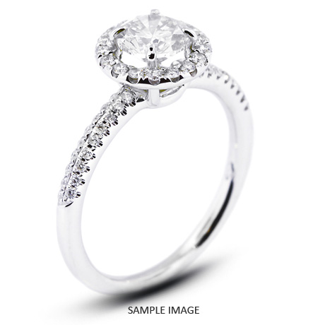 18k White Gold Two-Diamonds Row Engagement Ring with 1.18 Total Carat D-SI2 Round Diamond