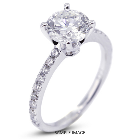 18k White Gold Accents Engagement Ring with 2.11 Total Carat H-SI2 Round Diamond