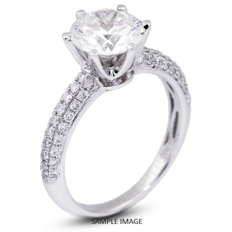 18k White Gold Three-Diamonds Row Engagement Ring with 2.71 Total Carat F-SI2 Round Diamond
