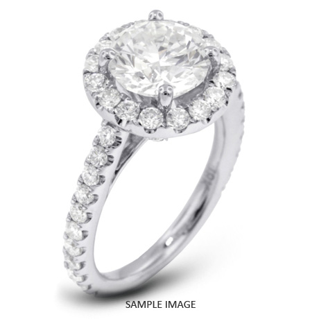 18k White Gold Accents Engagement Ring with 3.28 Total Carat D-VS2 Round Diamond