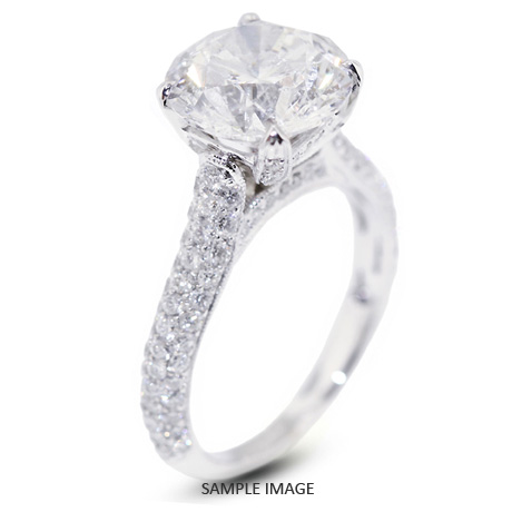 18k White Gold Three-Diamonds Row Engagement Ring with 4.06 Total Carat G-SI2 Round Diamond