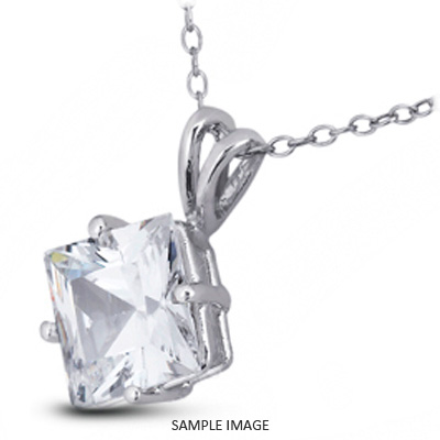 18k White Gold Classic Style Solitaire Pendant 1.57 carat D-VS1 Princess Cut Diamond