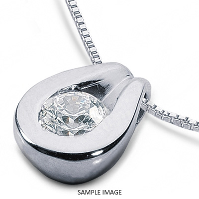 18k White Gold Solid Style Solitaire Pendant 0.53 carat D-VS1 Round Brilliant Diamond