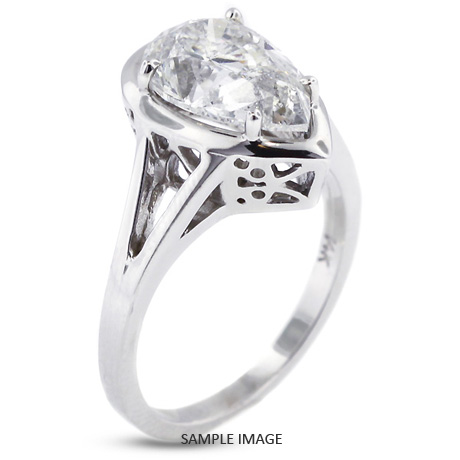 Platinum  Cocktail Style Solitaire Ring with 3.64 Carat D-SI1 Pear Diamond