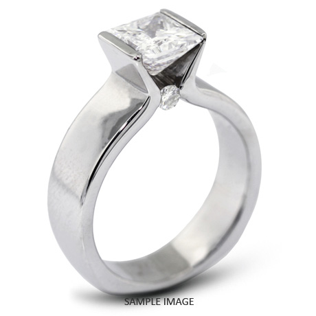 18k White Gold Tension Style Solitaire Ring with 3.03 Carat H-SI3 Princess Diamond