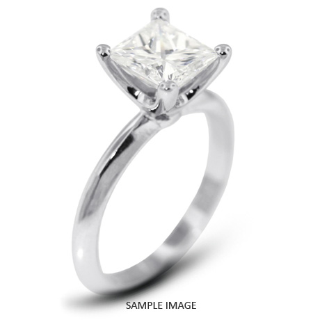 14k White Gold Classic Style Solitaire Ring with 1.63 Carat G-SI1 Princess Diamond