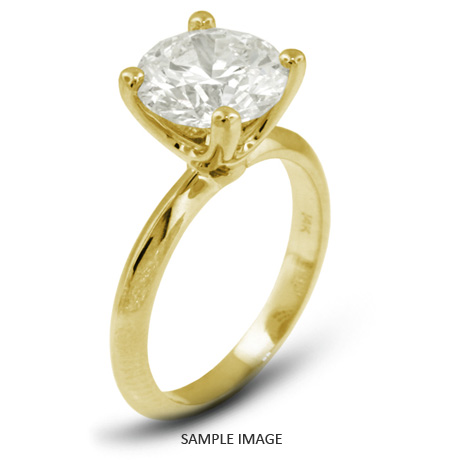 18k Yellow Gold Classic Style Solitaire Ring with 3.52 Carat J-SI1 Round Diamond