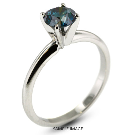 14k White Gold Classic Style Solitaire Ring with 1.50 Carat Blue-VS2 Round Diamond