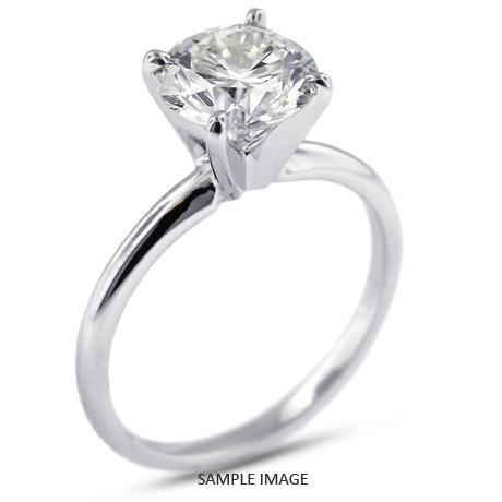 14k White Gold Classic Style Solitaire Ring with 1.60 Carat E-SI3 Round Diamond