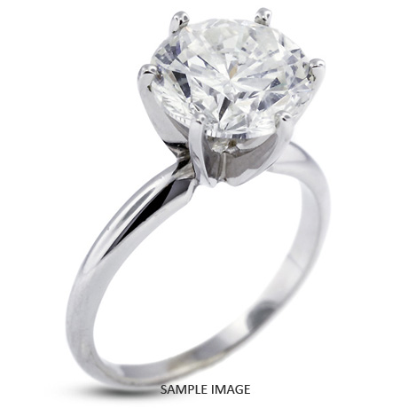 14k White Gold Classic Style Solitaire Ring with 3.52 Carat J-SI1 Round Diamond
