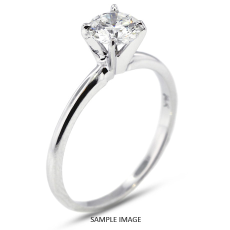18k White Gold Classic Style Solitaire Ring with 0.46 Carat E-SI3 Round Diamond