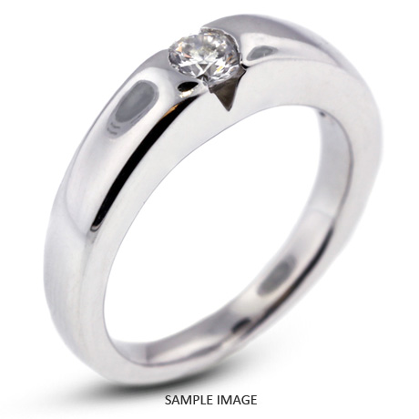 14k White Gold Tension Style Solitaire Ring with 0.70 Carat F-SI1 Round Diamond