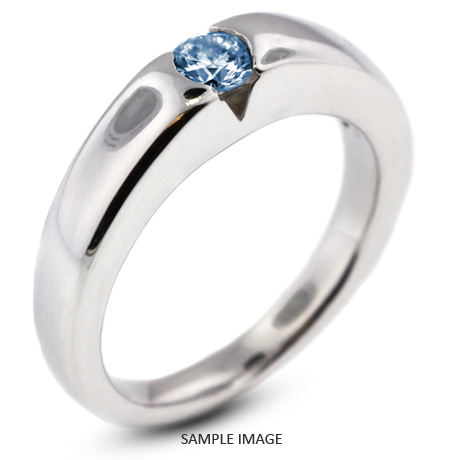 14k White Gold Tension Style Solitaire Ring with 0.61 Carat Blue-SI2 Round Diamond