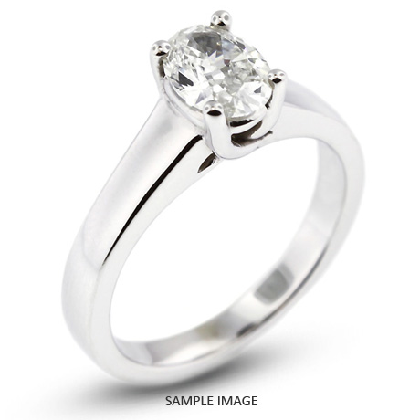 14k White Gold Trellis Style Solitaire Ring with 1.51 Carat H-SI1 Oval Diamond