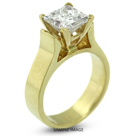 14k Yellow Gold Cathedral Style Solitaire Ring with 2.44 Carat J-SI1 Princess Diamond