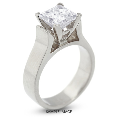 18k White Gold Cathedral Style Solitaire Ring with 1.52 Carat I-SI1 Princess Diamond