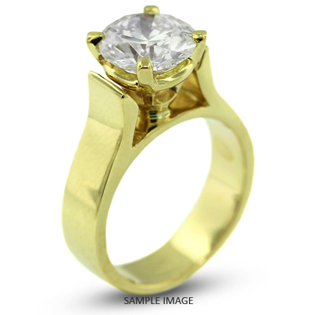 18k Yellow Gold Cathedral Style Solitaire Ring with 2.19 Carat J-SI2 Round Diamond