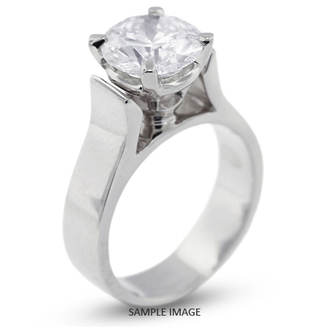 18k White Gold Cathedral Style Solitaire Ring with 1.55 Carat G-SI2 Round Diamond