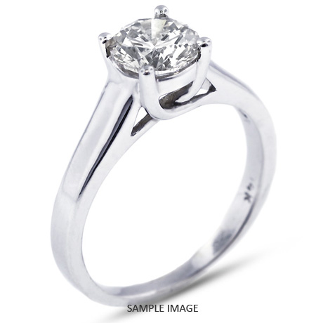 14k White Gold Trellis Style Solitaire Ring with 0.71 Carat E-VS2 Round Diamond
