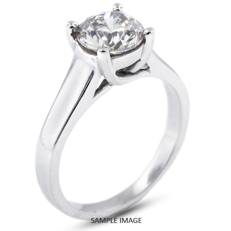 18k White Gold Trellis Style Solitaire Ring with 1.60 Carat H-SI1 Round Diamond