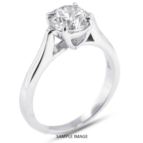 18k White Gold Cathedral Style Solitaire Ring with 1.80 Carat J-SI1 Round Diamond