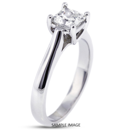 14k White Gold Cathedral Style Solitaire Ring with 1.16 Carat G-SI2 Princess Diamond