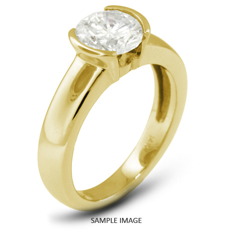 18k Yellow Gold Tension Style Solitaire Ring with 0.54 Carat F-SI1 Round Diamond