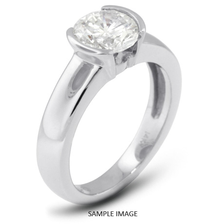 14k White Gold Tension Style Solitaire Ring with 1.60 Carat H-SI2 Round Diamond