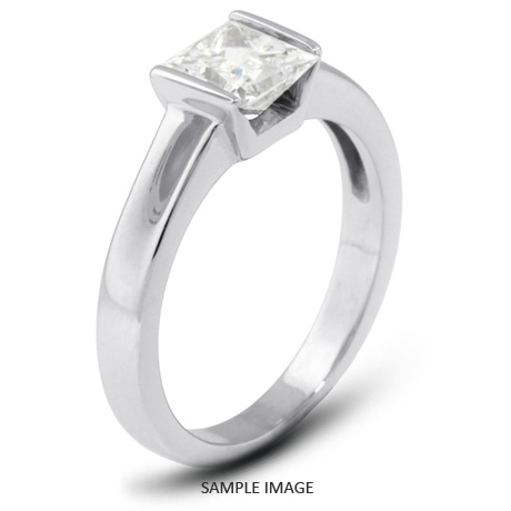 18k White Gold Tension Style Solitaire Ring with 1.57 Carat F-SI2 Princess Diamond