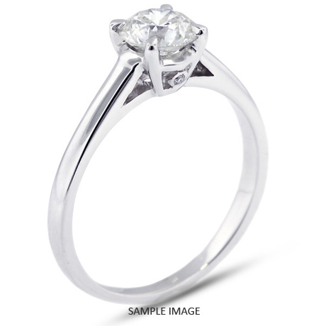 14k White Gold Basket Style Solitaire Ring with 0.55 Carat H-SI3 Round Diamond