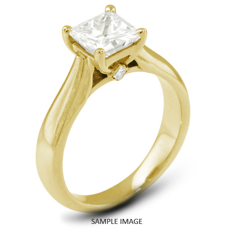 18k Yellow Gold Cathedral Style Solitaire Ring with 1.50 Carat F-SI1 Square Radiant Diamond
