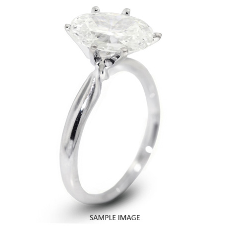 14k White Gold Classic Style Solitaire Ring with 3.54 Carat H-I1 Oval Diamond