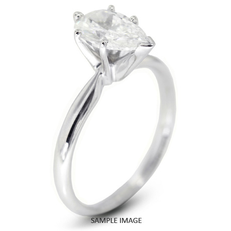 14k White Gold Classic Style Solitaire Ring with 1.13 Carat D-VS2 Pear Diamond