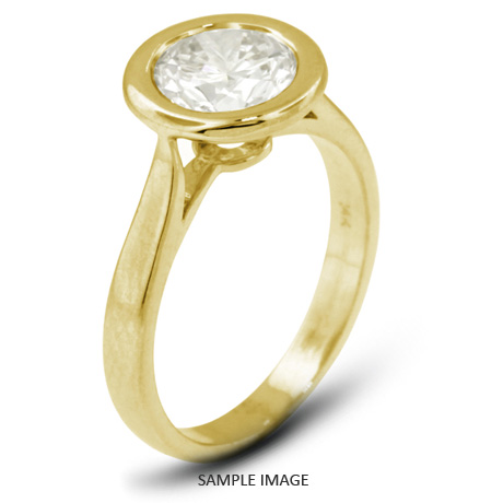 18k Yellow Gold Halo Style Solitaire Ring with 1.51 Carat I-SI1 Round Diamond