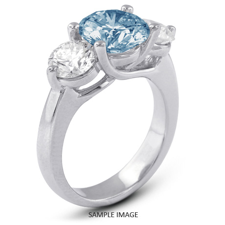 Platinum  Classic Style Trellis Three-Stone Engagement Rings with 4.01 Total Carat Blue-VS2 Round Diamond