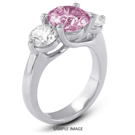 14k White Gold Classic Style Trellis Three-Stone Engagement Rings with 4.03 Total Carat Purple-SI1 Round Diamond