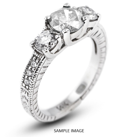 14k White Gold Classic Semi-Mount Three-Stone Engagement Rings with Diamonds (1.88ct. tw.)