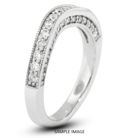 14k White Gold Victorian Style Wedding Band with 0.65 Total Carat F-SI1 Round Diamond