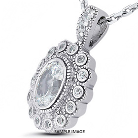 Platinum Solid Design with Halo Pendant 2.55 carat total F-SI1 Oval Shape Diamond