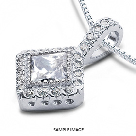 Platinum Solid Design with Halo Pendant 1.38 carat total H-VS2 Princess Cut Diamond