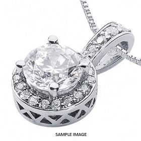 14k White Gold Gallery Design with Halo Pendant 1.26 carat total D-VS2 Round Brilliant Diamond