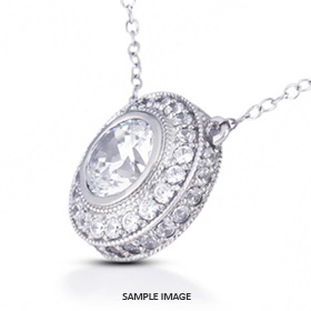 14k White Gold Halo Style Pendant 0.85 carat total F-VS2 Round Brilliant Diamond