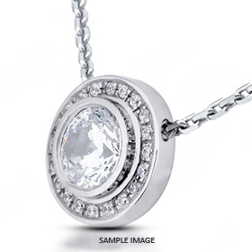 18k White Gold Solid Design with Halo Pendant 1.07 carat total F-SI1 Round Brilliant Diamond