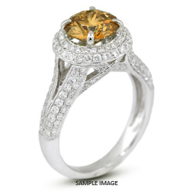 18k White Gold Split Shank Engagement Ring with 3.39 Total Carat Brown-VS2 Round Diamond