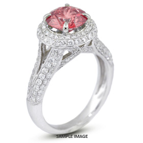 18k White Gold Split Shank Engagement Ring with 3.84 Total Carat Pink-SI3 Round Diamond