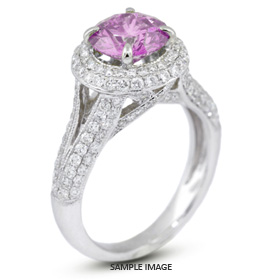18k White Gold Split Shank Engagement Ring with 3.88 Total Carat Purple-SI1 Round Diamond