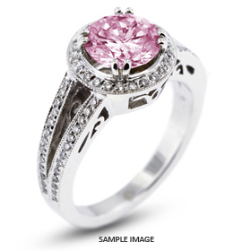 14k White Gold Vintage Style Engagement Ring with Halo with 2.07 Total Carat Purple-VS2 Round Diamond