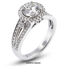 18k White Gold Split Shank Engagement Ring with 1.83 Total Carat H-SI2 Round Diamond
